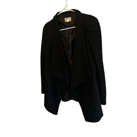 LRA Asymmetrical Black Wool Blend Open Front Coat Size M Waterfall Fall - Picture 2 of 10